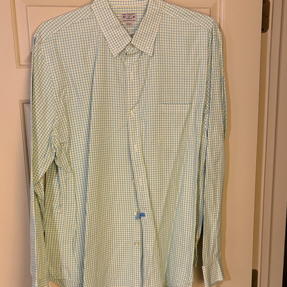 J. Crew Men's Green and Yellow Plaid Shirt